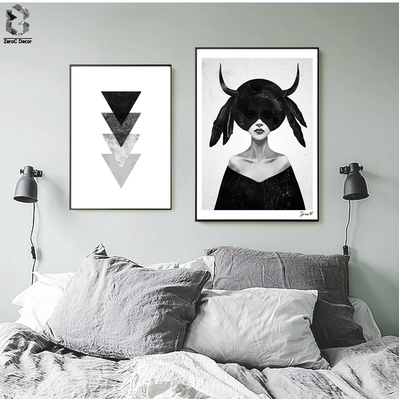 

Gray Style Canvas Posters and Prints, Wall art Geometric Painting Picture for Living Room Scandivanian Portrait Home Decor