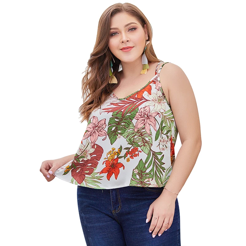 Diwish/Женская майка с принтом, праздничный Повседневный Топ с v-образным вырезом, летние топы с двойными бретельками, женские топы с открытой спиной, большие размеры