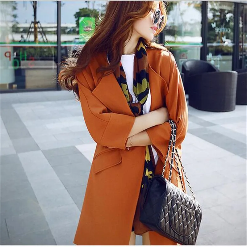 Long Printemps Grands Chantiers Moyen De gray Q510 Black 2017 orange Dernière Slim Gamme Pure Couleur Lâche Mode Automne Manteau Rond Col Haut Femmes TwawXnq5