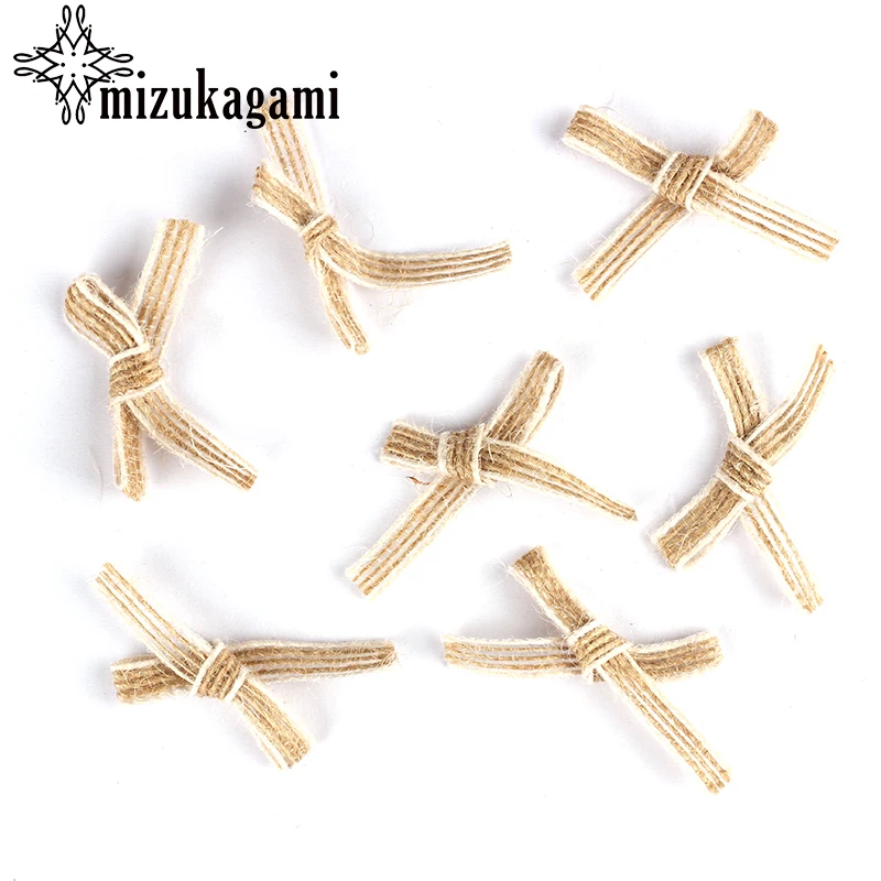 10pcs/pack 40*33mm Hemp Rope Bowknot Pure Handmade Knit Retro Style