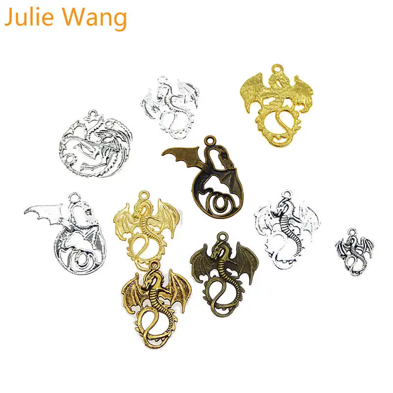 Julie Wang 11 шт. миэксд демон драконы сплав амулеты коллекция антикварные цвета Подвески Серьги фурнитура Аксессуары для изготовления ювелирных изделий