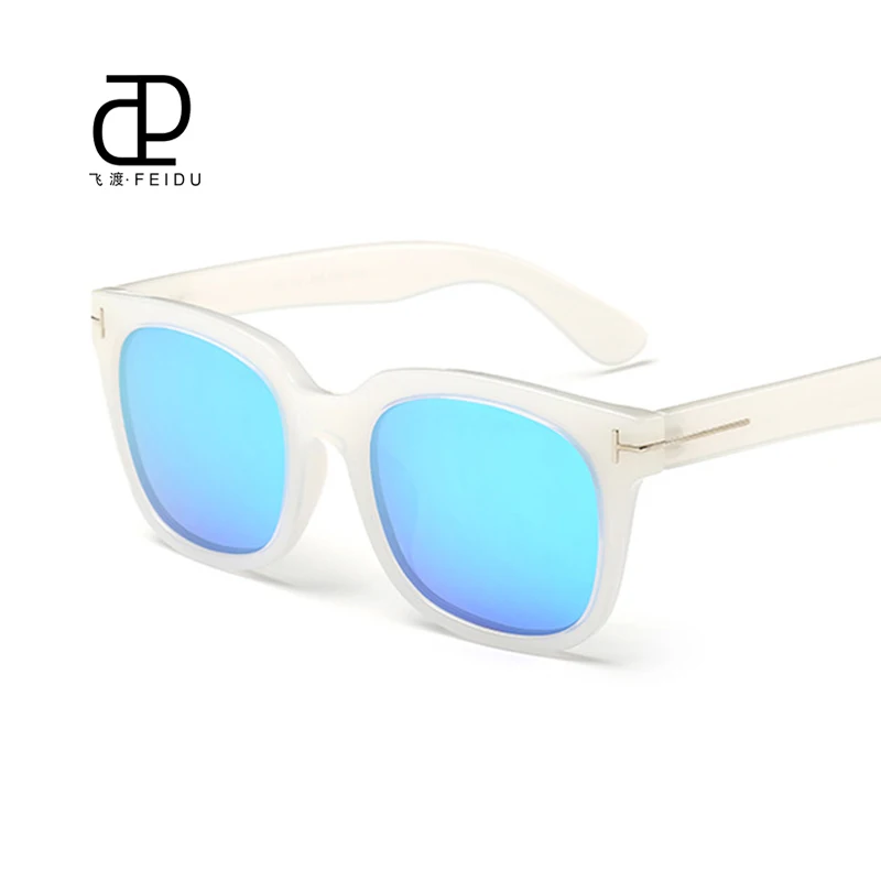 FEIDU, модные, квадратные, поляризационные солнцезащитные очки, для женщин и мужчин, фирменный дизайн, UV400 TR90, оправа, для вождения, солнцезащитные очки, Oculos De Sol Feminino - Цвет линз: White and Blue