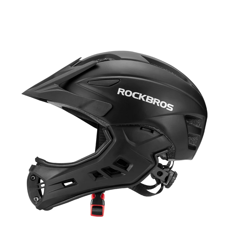 ROCKBROS мотоциклетный детский шлем сверхлегкий детский шлем для мотокросса открытый спортивный шлем для катания на коньках защитный шлем - Цвет: Черный