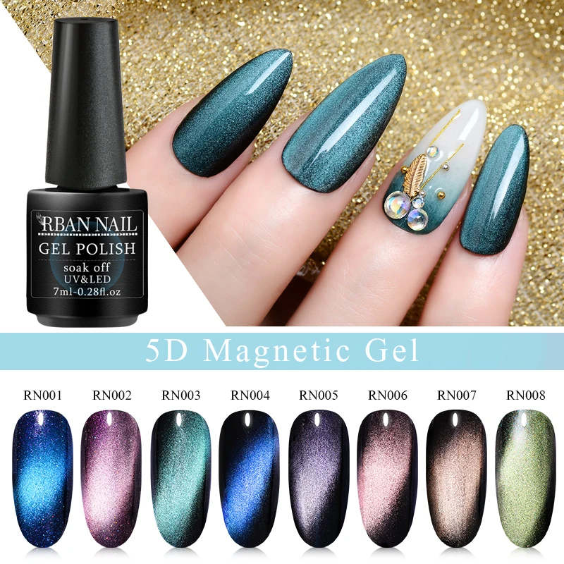 

RBAN NAIL 7ml 5D Chameleon Magnetic Gel Nail Polish 8 Colors UV LED Gel Nail Lacquer Need Magnet Stick Semi Permanent Nail Gel
