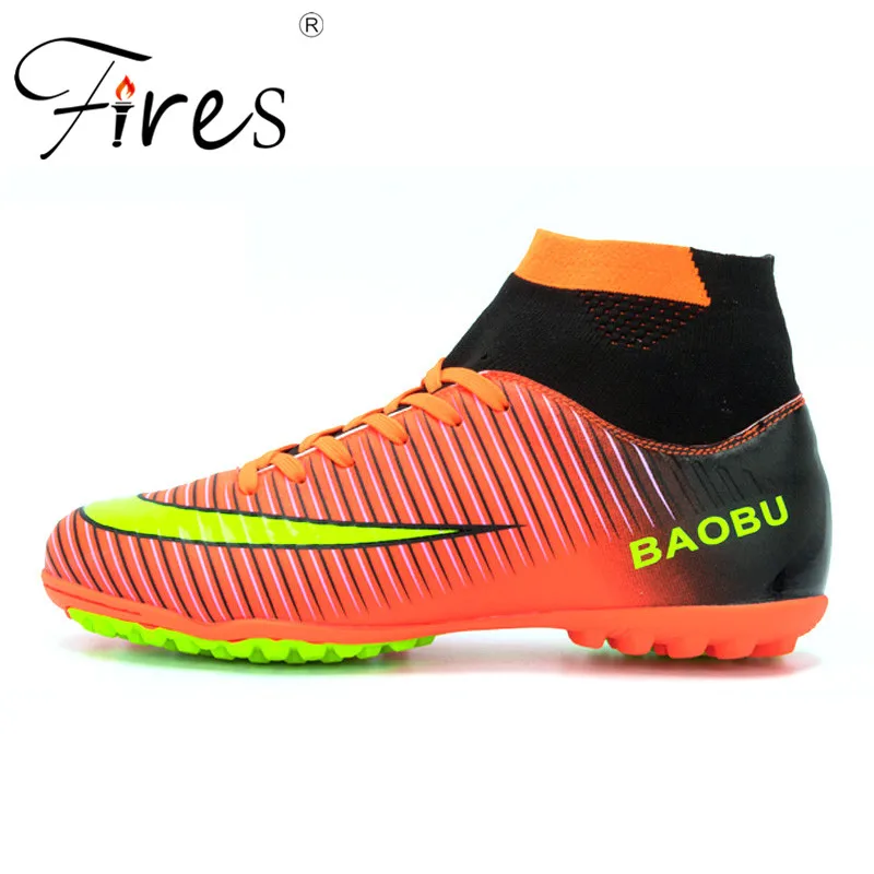 Пожарные мужские сникерсы, два стиля, футбольные кроссовки, кожаная Водонепроницаемая спортивная обувь, мужские Нескользящие тренировочные ботинки, обувь zapatos - Цвет: orange