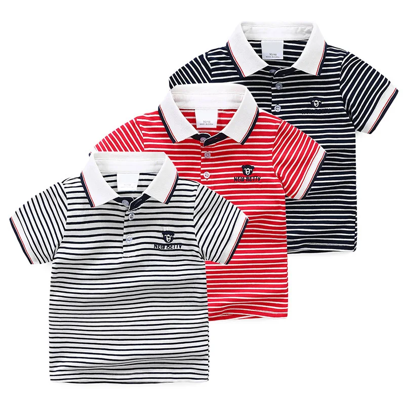 

Striped Short Sleeve Boys Polo Shirt Cotton Toddler Boys Clothes Summer Turn Down Collar Children's Shirt Kids Tops Garcon A200