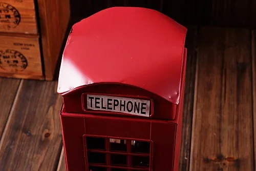 Zakka продукты старый старинный оловянный старый автомобиль Лондонский сплав телефонная будка красный 26*12*12 см