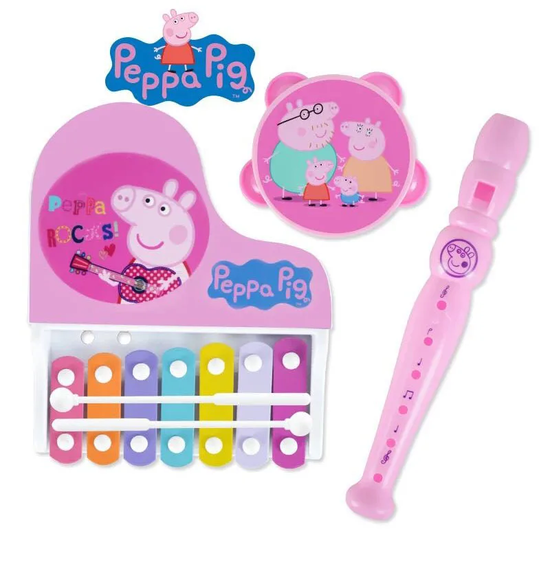 

New Arrival 2018 Genuine Peppa Pig 5-SCALE KNOCK PLAY MINI Musical Instruments SET Knock Piano Education Toy kids TOY gift