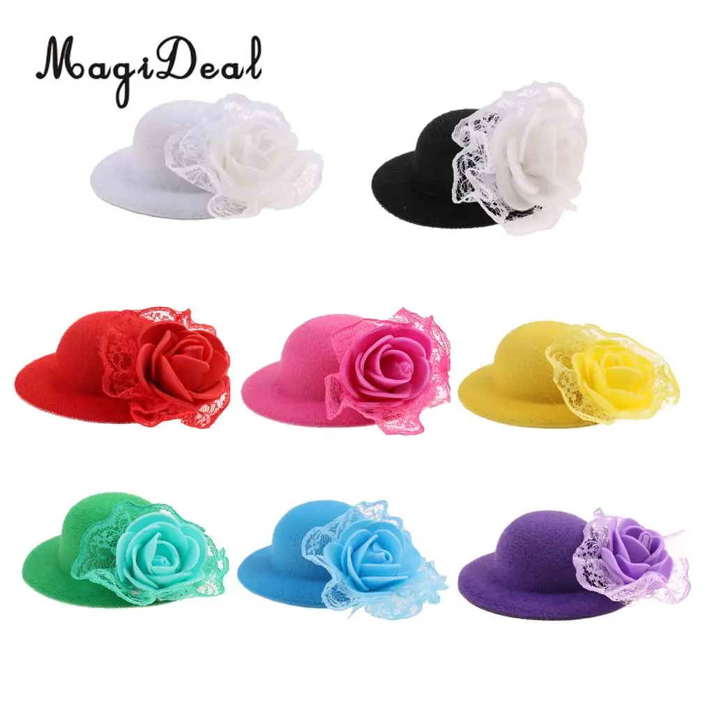 MagiDeal Fashion 1Pc Cloth Vintage Round Bowler Doll Hat Cap for 28-30cm Doll Clothes Accs Dollhouse Decor Children Toy 8Colors