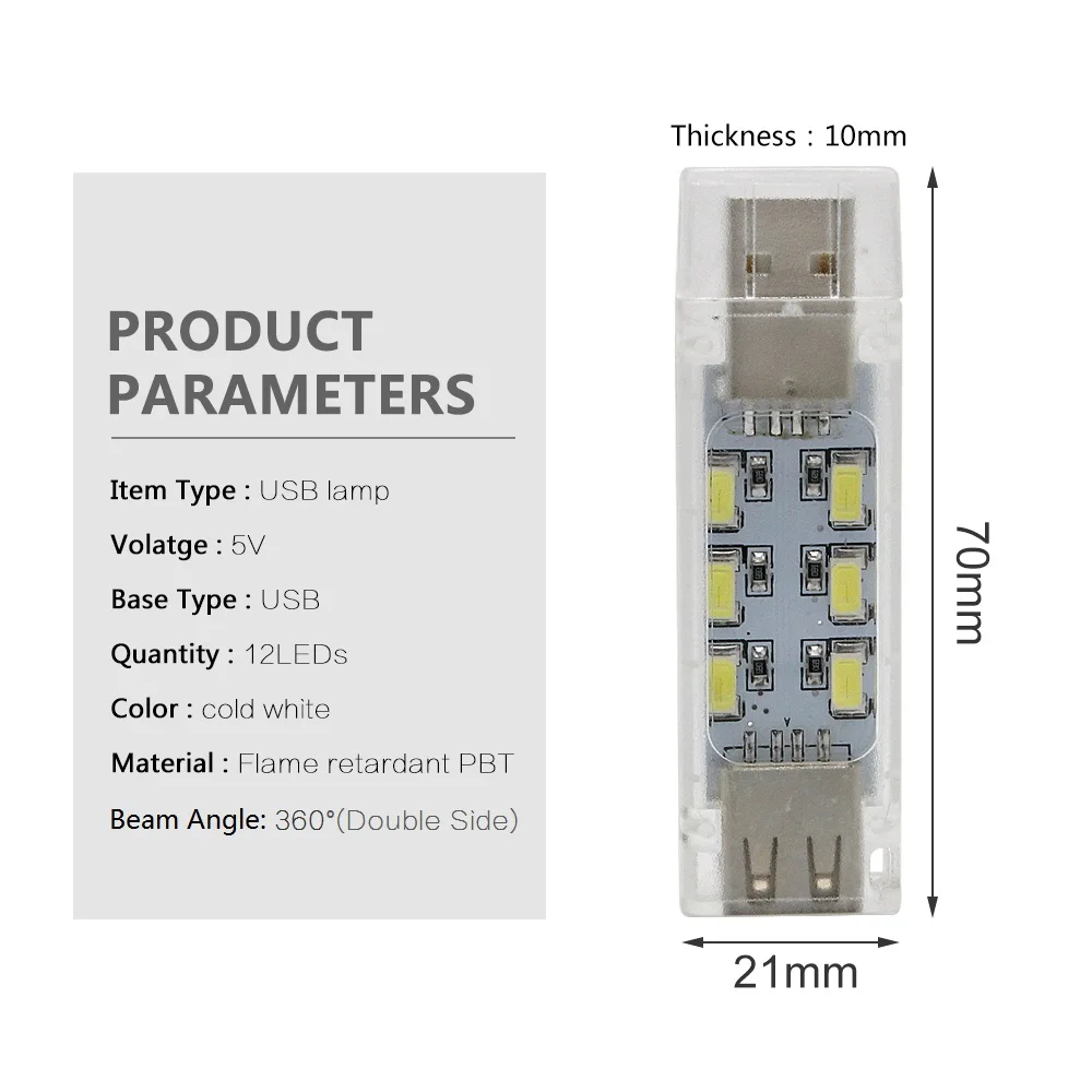 2 шт./лот мини usb Led освещение 5730SMD холодный белый Настольная книга чтения лампы для