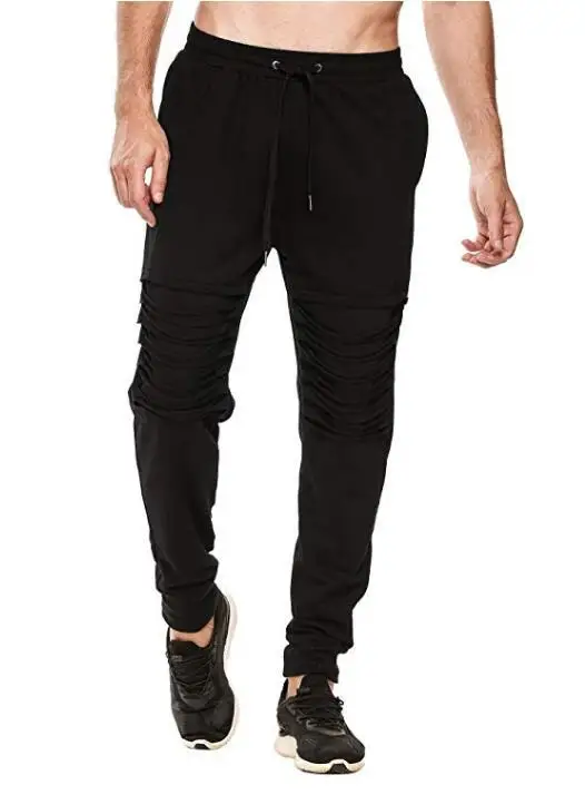 Новый бренд лоскутное гарем Штаны мужские хип-хоп колено отверстие Повседневное джоггеры пот Штаны брюки мужской уличной эстетикой # a59