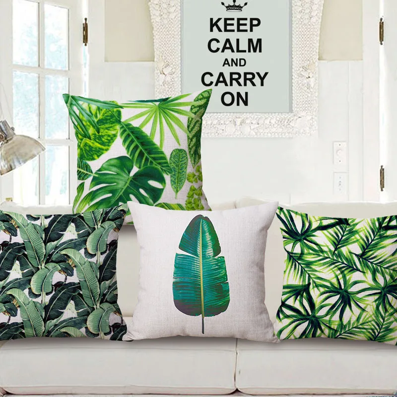 

Rainforest Pillow Case Green Leaf Plant Linen Pillows Square Cushion Cases Cover Green Leaves Bedroom Home Decorative Pillowcase