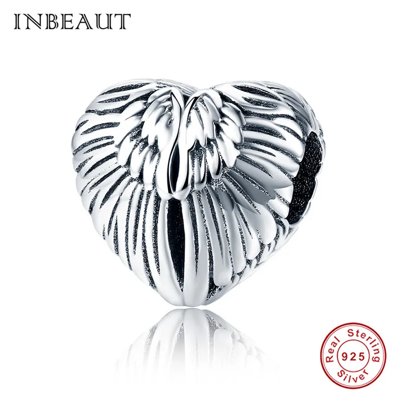 

INBEAUT Angel Wings Charm fit s925 Bracelet 925 Sterling Silver Eagle Guardian Bird Feather Beads Pendant for Necklaces Women