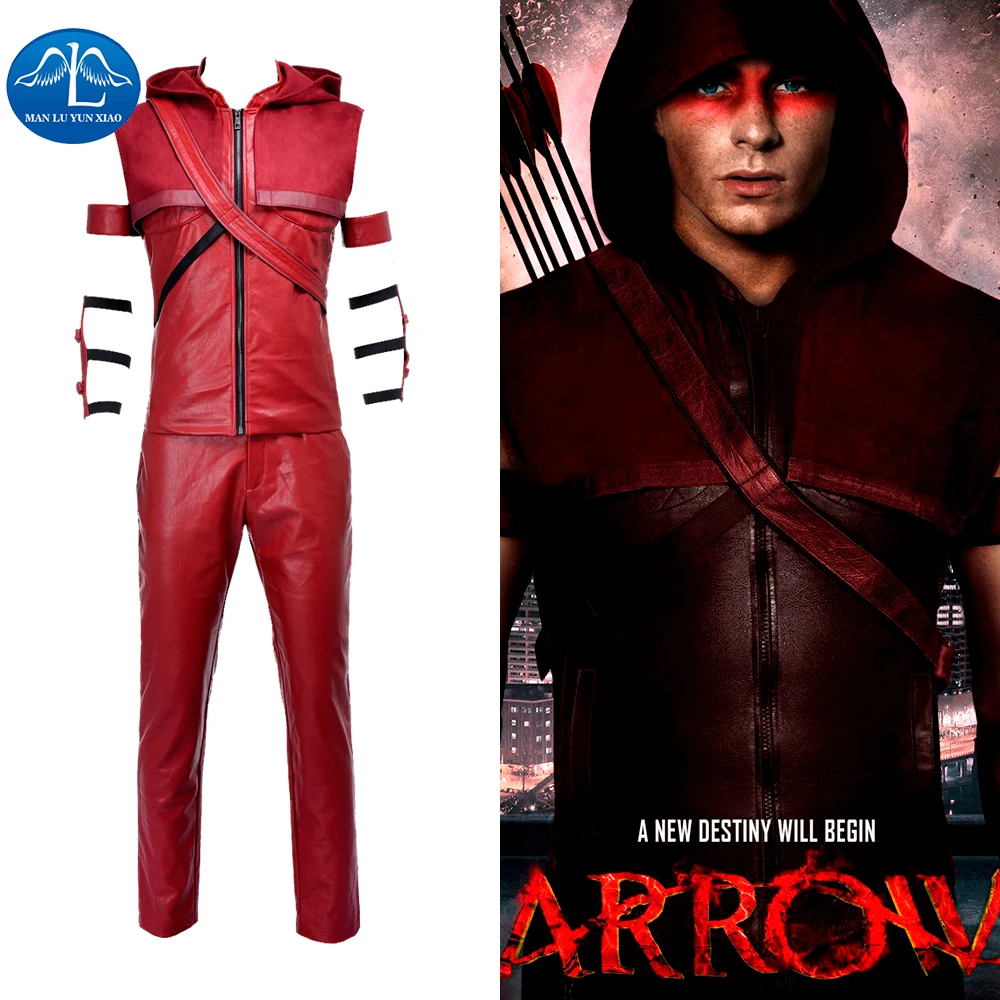 

2015 New Arrival Movie Character Red Arrow Speedy Arsenal Roy Harper Cosplay Costume For Men