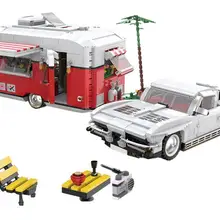 Подлинный семейный рекреационный автомобиль, строительные блоки для лагеря, развивающий автомобиль, игрушки, кубики, лучший подарок для детей