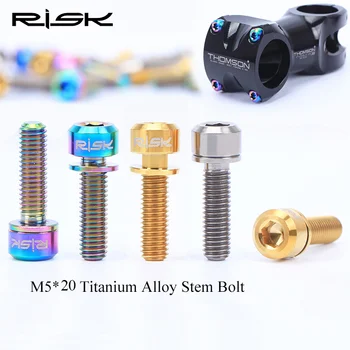 6pcs/Lot M5x20mm Ti Titanium Bicycle Stem Bolt Mountain Bike Ultralight Stem Screw with Washer Gasket