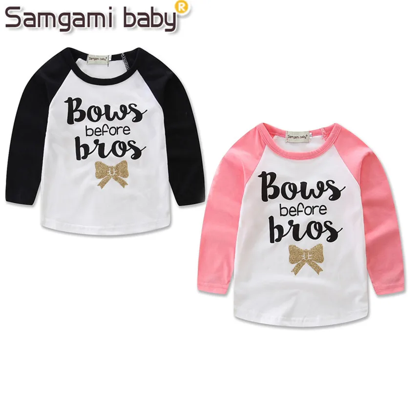 

SAMGAMI BABY Retail Girls Clothes Spring And Autumn Long Sleeve Cotton T-shirt Casual Clothes Fashion Letter Printing for 1-4Y