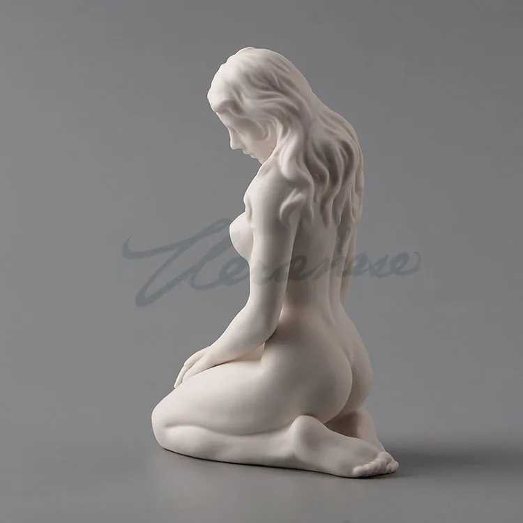 

Willoni Ceramic Matt Glazed Naked Girl Kneeling Birthday Gift Craft Desktop Decoration Decorative character crafts Old Statue