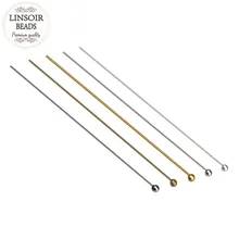 

LINSOIR 200pcs/lot Ball Head Pins For Jewelry Making Length 20 25 30 40 50 mm Rhodium Color Diy Pins Findings Dia 0.5mm F352