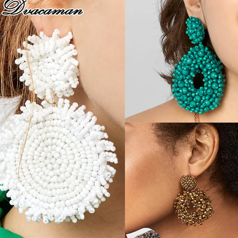 

Dvacaman Bohemain Designs Beads Drop Earrings for Women 2019 Fashion Resin Statement Wedding Party Gift Accessory Jewelry Female