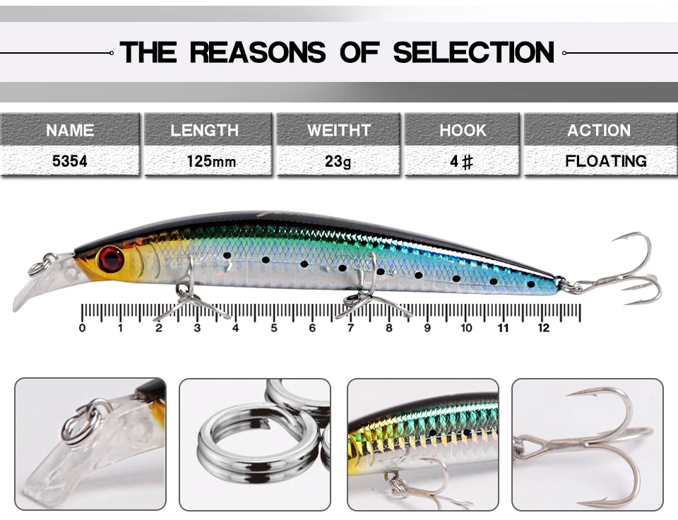 Kingdom Fishing Lure Minnow Hard Bait 23g125mm Artificial Baits Sea Fishing Minnows Wobblers Model 5354 (3)
