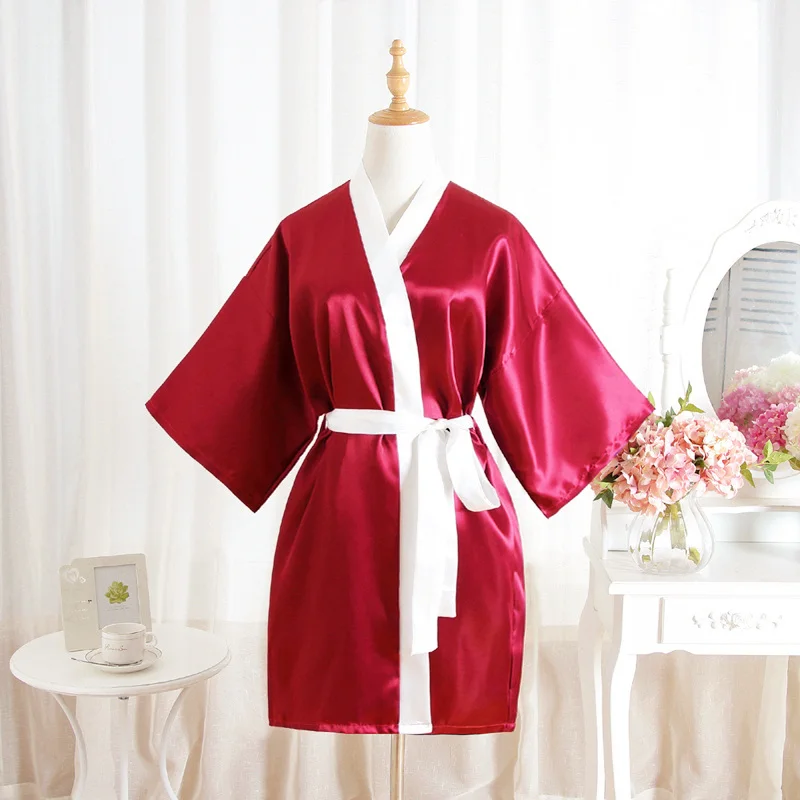 Лидер продаж, летнее женское кимоно, мини халат, красное банное платье из искусственного шелка, Yukata, ночная рубашка, одежда для сна, Pijama Mujer, один размер, Mdn001 - Цвет: red
