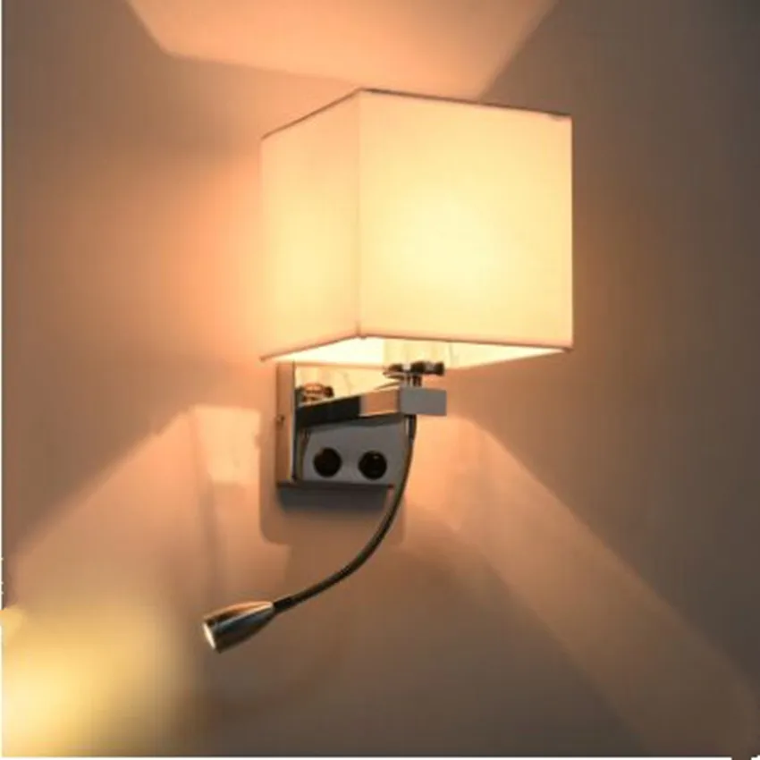 Modern simple hotel room bedroom rotating wall lamp with switch reading