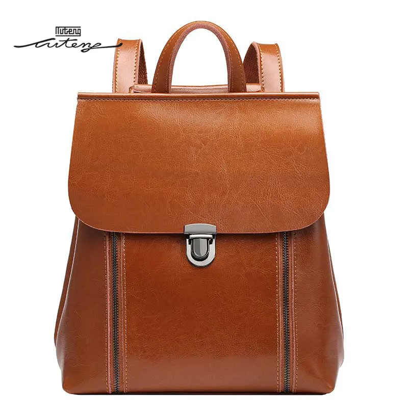 

TU-TENG 2018 New Buckle Handled Backpack For Women Waterproof Designer Brand Luxury Women Genuine Leather Backpack G80970