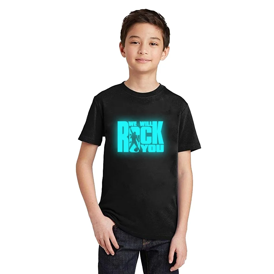 

LYTLM Queen Tshirt Kids Bohemian Rhapsody T Shirt We Will Rock You Boys Kids Clothes Summer 2019 Boys T Shirts Glow in Dark Neon