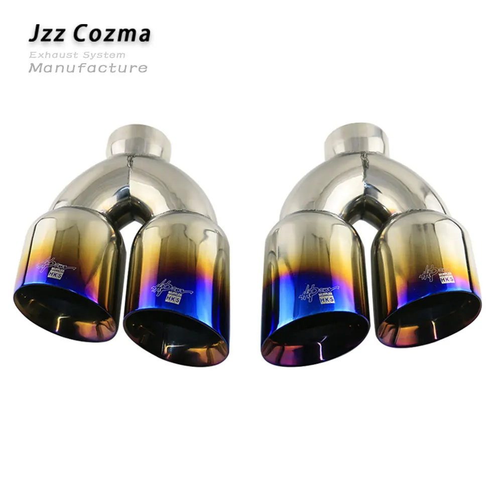 

Jzz 2.5'' inlet burnt blue exhaust muffler for auto Y-pipe 3.5'' double wall outlet replace car parts accessories free shipping