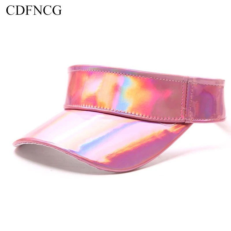 CDF Мода Открытый пляж УФ Защита солнцезащитный крем лето поп Snapback Пустой Топ козырьки градиент ПВХ Солнцезащитная шляпа для женщин мужчин