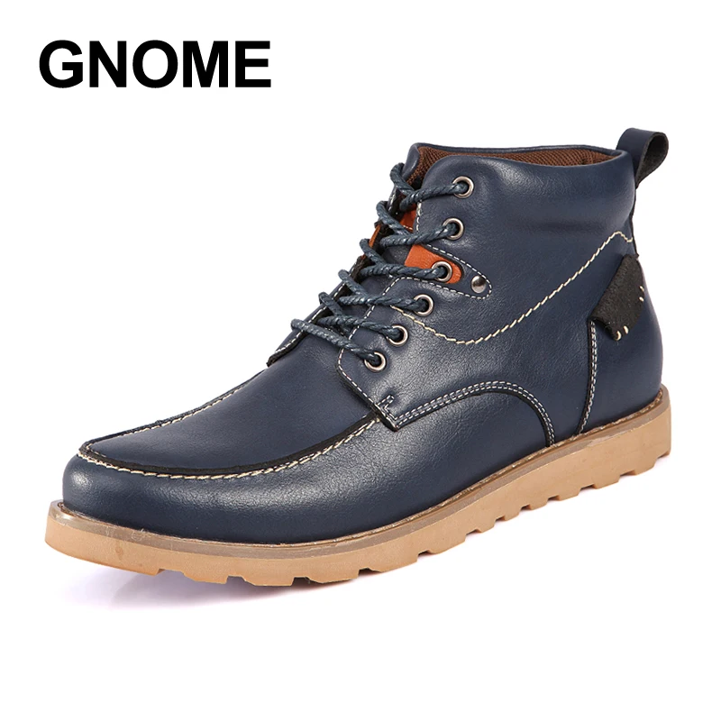 Gnome Blue Mode Conseillé dark Moto Hommes Dentelle De light Brown Pour Black Brown Chaussures dark Bottes 2017 Travail Marting up Boot En Cuir OrxOAw