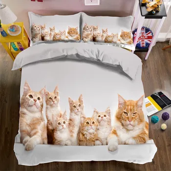 

2017 bedding Cute cat bedding set 3d bed linen duvet cover bed sheet pillowcases full/twin/queen double size bed