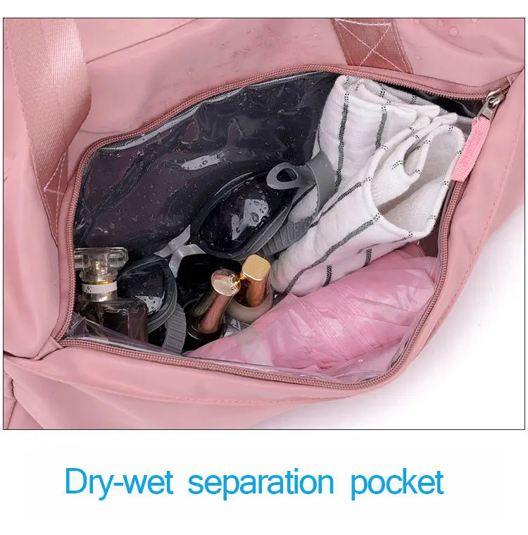 Леди Черная Дорожная сумка розовый цвет пайетки сумки на плечо для Для женщин Водонепроницаемый сумки выходные Портативный нейлоновая