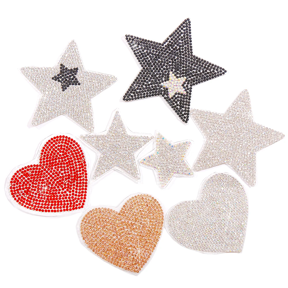 6.5cm rhinestone star stickers rhinestones applique 5pcs/pack hotfix heat  transfer design iron on For kids garment bag shoe