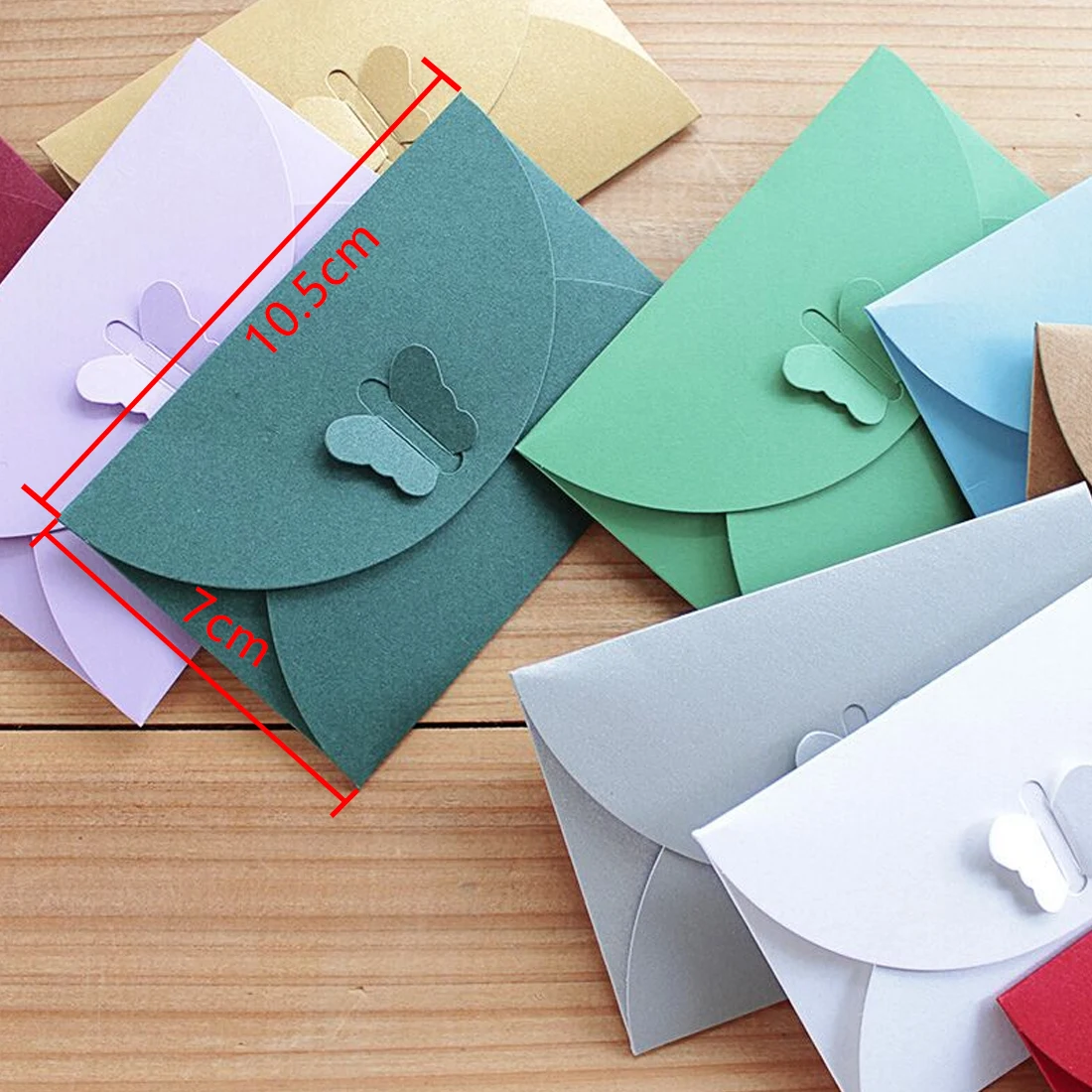 FangNymph 10PCS Colored Butterfly Buckle Kraft Paper Envelopes Simple