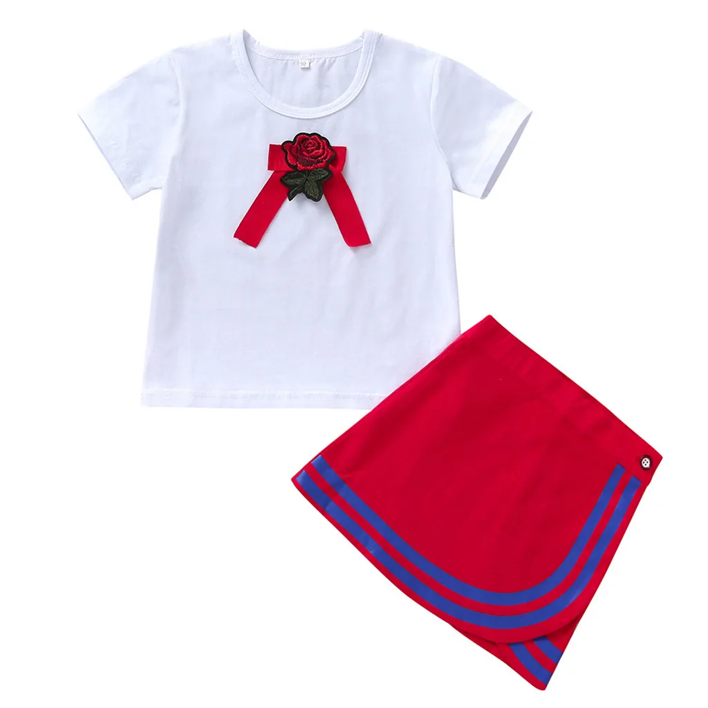 SAGACE комплекты для детей Детская одежда купальный костюм для детей, детская одежда летние комплекты мини-юбка с цветочным принтом и бантом для девочек, 19May28