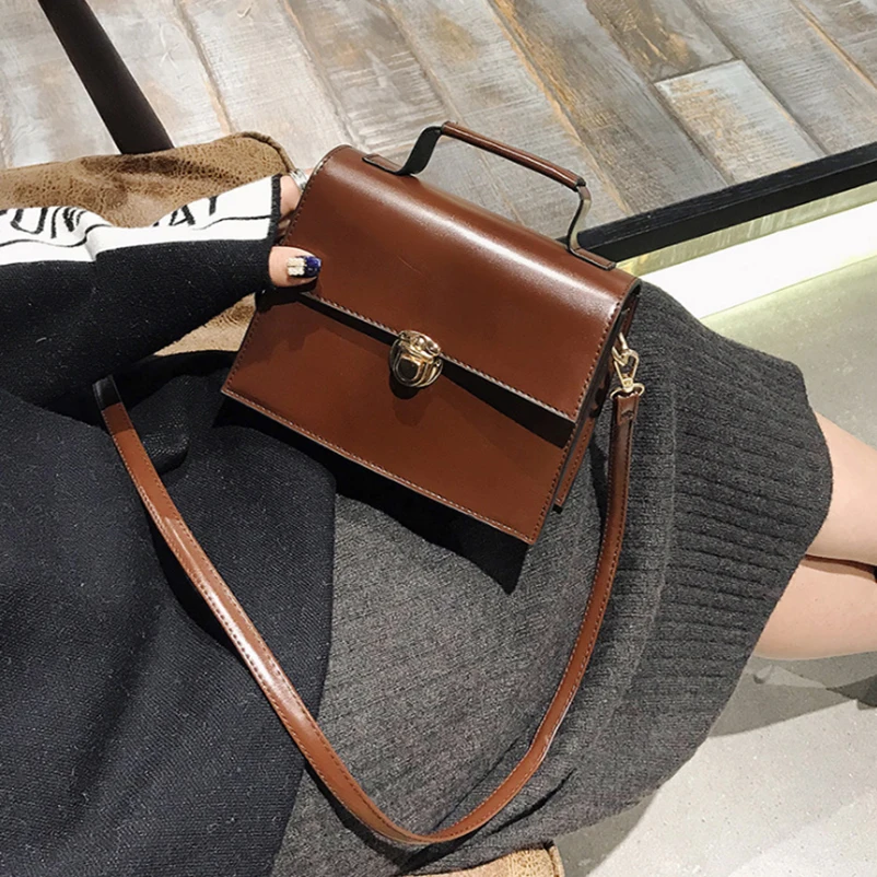 

2018 Women Briefcase Vintage European PU Leather Shoulder Messenger Ladies Crossbody Purse Satchel Tote Bag Female Handbag bolsa