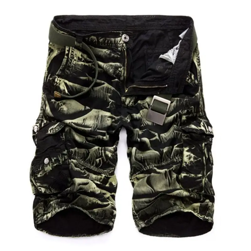 Billige Mens Military Cargo Shorts 2020 Neue Marke Neue Armee Camouflage Shorts Männer Baumwolle Lose Arbeit Beiläufige Kurze Hosen Keine Gürtel
