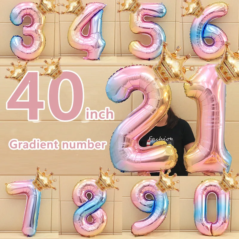 2PCS/lot 40inch Number Foil Balloons Digit Air Ballon Kids Birthday Party Wild One Decorations Figure 30 Ans Decoracao coroa шарики воздушные 100 шт воздушные шары день рождения украшения для взрослых цифра 1 2 3 день