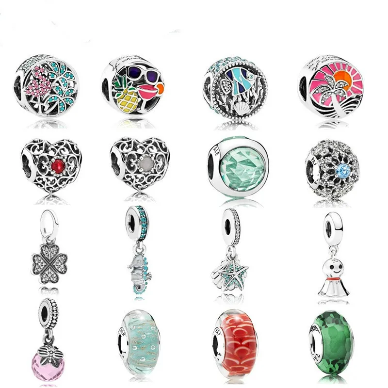 

2019 Hot Sale 925 Sterling Silver Summer New Starfish Shell Beads Fits Charm Bracelet DIY Girlfriend Women Jewelry Gift
