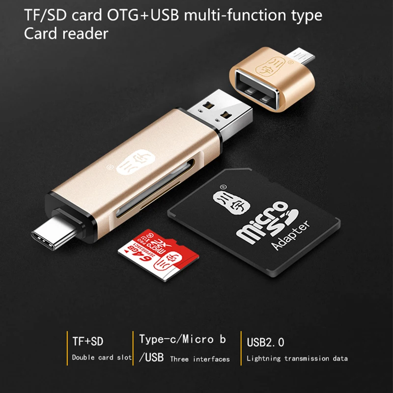 Kawau C256 USB2.0 Многофункциональный кард ридер интерфейс Type c поддержка мобильный