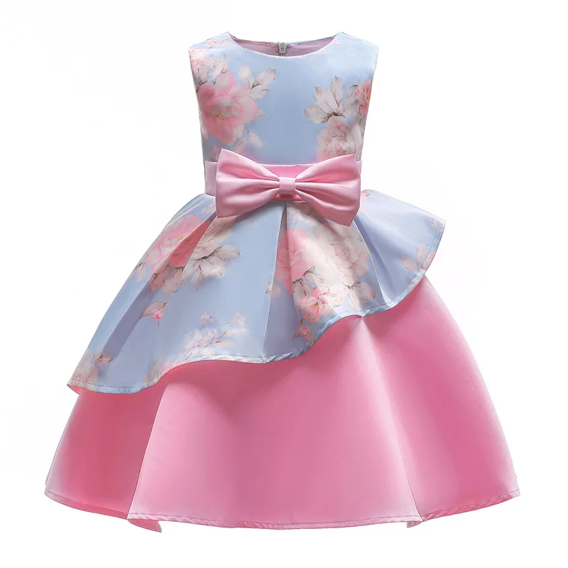 Летнее платье с цветочным рисунком костюм принцессы для девочек; платья праздничная одежда для девочек детское торжественное платье из тюля для детей 2-10 лет; CDR109 - Цвет: CDR104 lan fen