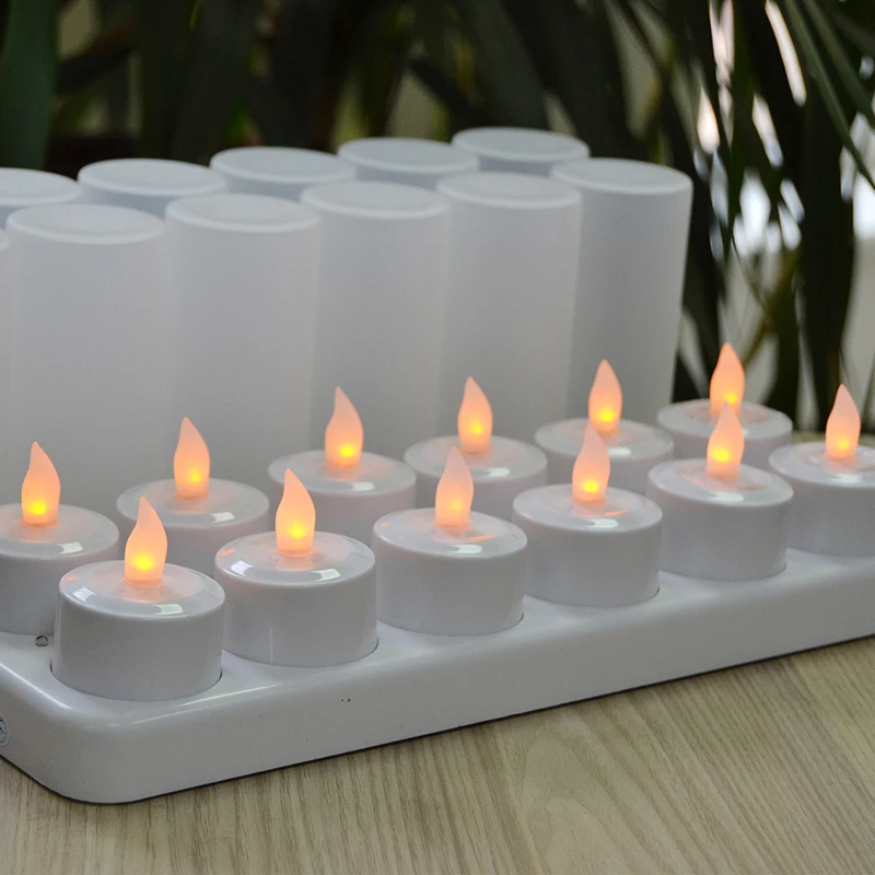 Rechargeable LED Tealight Candle Set Remote Controlled Flickering
