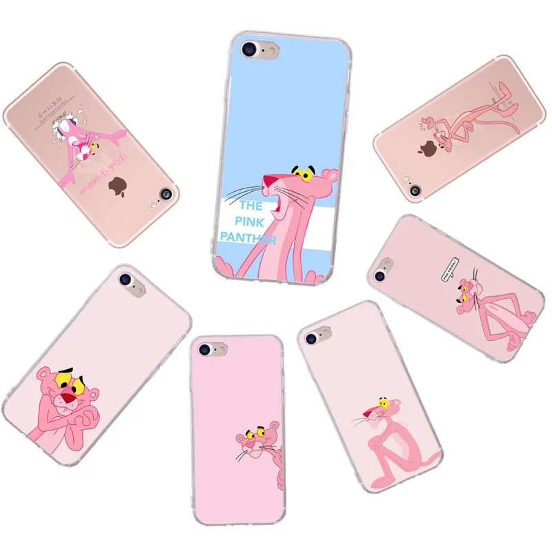 

Ultra thin Case for iphone 8 Cute Cartoon Patterned Pink Panther phone Bags for iphone X 7 plus 8 plus 7 6s 6 SE 5s 5 Cover