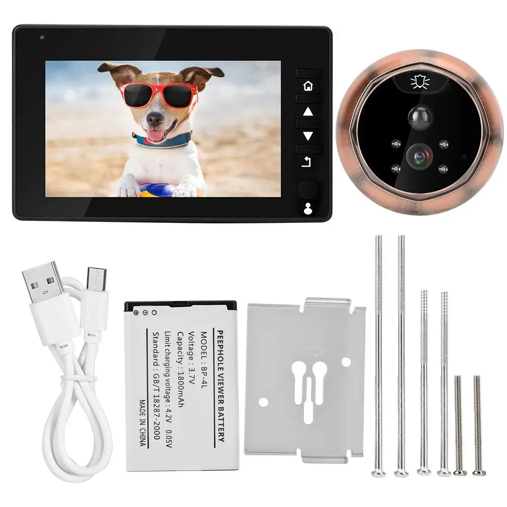 4.5in 2MP HD кошачий глаз камера видео дверной звонок комплект обнаружения движения съемки запись