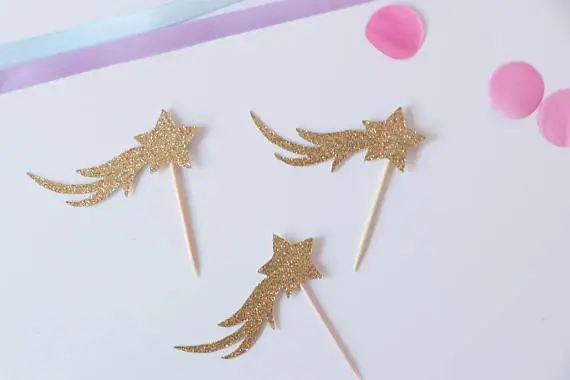 Блестящая съемка Звездный Единорог тема День рождения кекс топперы детский душ