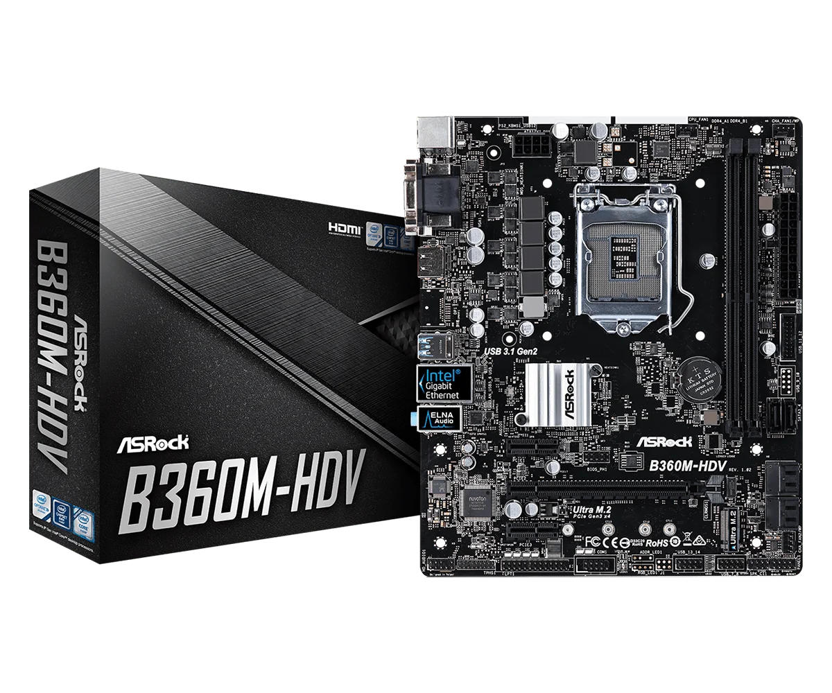 ASROCK B360M-HDV Eight Generation Core Board LGA1151 DDR4 Support 8700