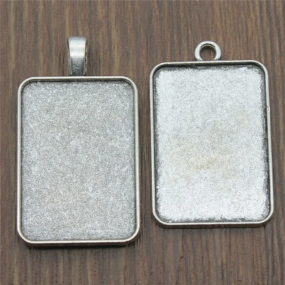 

8pcs/lot Fit 23x33mm Rectangle Glass Cabochon Base Setting Pendant Tray For Jewelry DIY Making Antique Silver Color FM4003