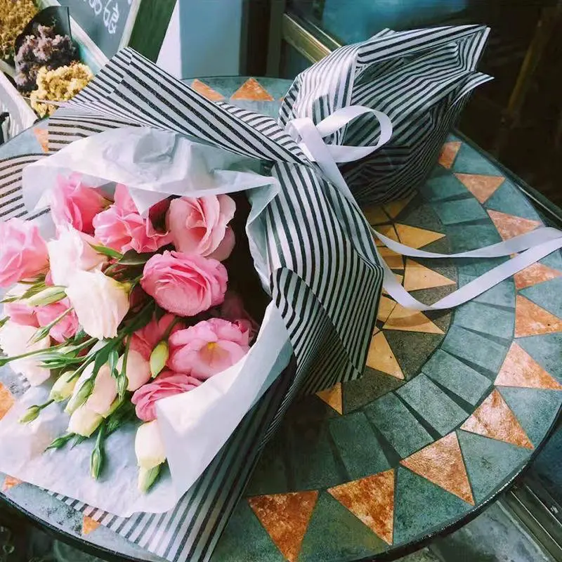 us 8 09 10 off flowers packaging waterproof matte striped paper flowers florist bouquet gift florist supplies wrapping paper 20pcs lot in party diy paper flower florist